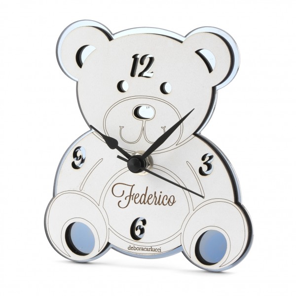 orologio orsetto specchio BLU - PERSONALIZZABILE
